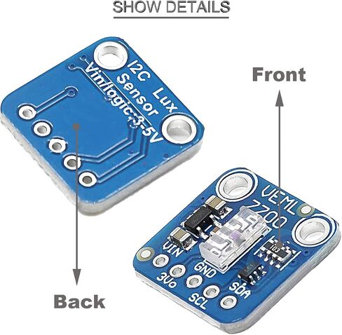 2 قطعة مستشعر الإضاءة المحيطة VEML7700 3.3V-5V Lux Sensor I2C IIC 16 بت وحدة استشعار البيئة الخفيفة 0 ~ 120k Lux نطاق قياس الضوء عالي الدقة مع كابل Dupont in Saudi Arabia