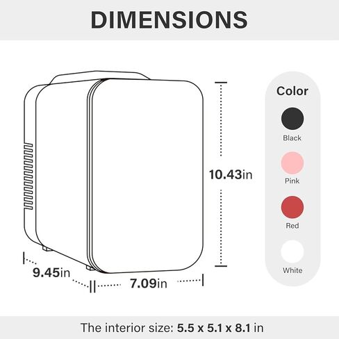 Simple Deluxe 4L/6 Can Mini Fridge, Portable Cooler & Warmer Freon-Free Refrigerator, Provide Compact Storage for Skincare, Beverage, Cosmetics, Bedroom, Office, Black in Kuwait