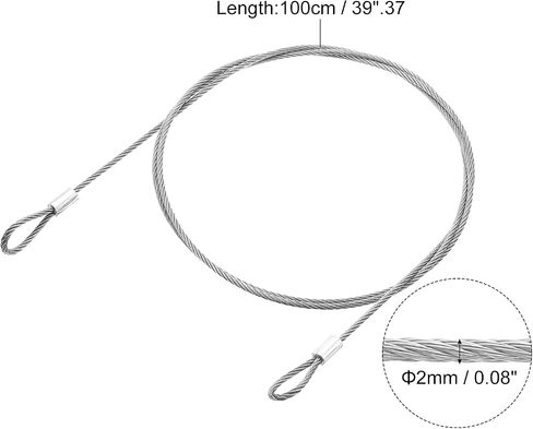 uxcell 4Pcs Lanyard Cable, 100mx1.5mm Stainless Steel Wire Cable with Vinyl Coated Loops Security Steel Cable for Connect Furniture Outdoor Travel, Silver in Saudi Arabia
