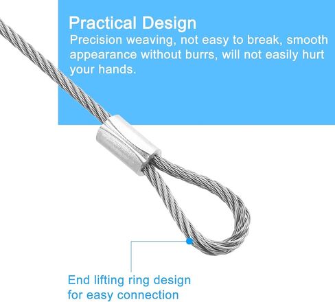 uxcell 4Pcs Lanyard Cable, 100mx1.5mm Stainless Steel Wire Cable with Vinyl Coated Loops Security Steel Cable for Connect Furniture Outdoor Travel, Silver in Saudi Arabia
