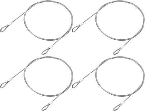uxcell 4Pcs Lanyard Cable, 100mx1.5mm Stainless Steel Wire Cable with Vinyl Coated Loops Security Steel Cable for Connect Furniture Outdoor Travel, Silver in Saudi Arabia