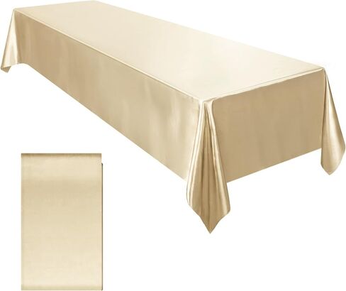 Ruisita Satin Party Tablecloth Table Cover 58 x 102 Inches Wedding Rectangle Bright Silk Cover Smooth Fabric Tablecloth Table Decor for Wedding Banquet Table Decoration, Champagne in Saudi Arabia