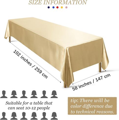 Ruisita Satin Party Tablecloth Table Cover 58 x 102 Inches Wedding Rectangle Bright Silk Cover Smooth Fabric Tablecloth Table Decor for Wedding Banquet Table Decoration, Champagne in Saudi Arabia