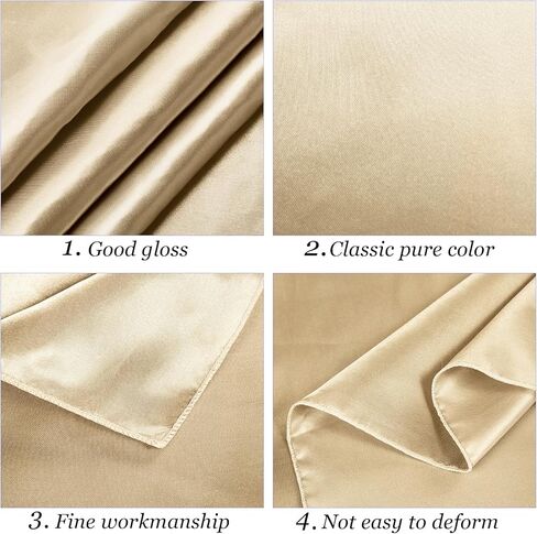 Ruisita Satin Party Tablecloth Table Cover 58 x 102 Inches Wedding Rectangle Bright Silk Cover Smooth Fabric Tablecloth Table Decor for Wedding Banquet Table Decoration, Champagne in Saudi Arabia