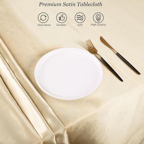 Ruisita Satin Party Tablecloth Table Cover 58 x 102 Inches Wedding Rectangle Bright Silk Cover Smooth Fabric Tablecloth Table Decor for Wedding Banquet Table Decoration, Champagne in Saudi Arabia