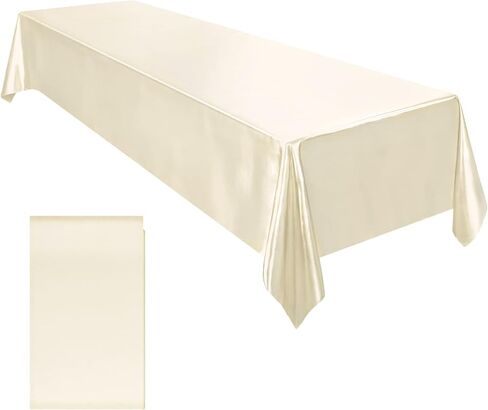 Ruisita Satin Party Tablecloth Table Cover 58 x 102 Inches Wedding Rectangle Bright Silk Cover Smooth Fabric Tablecloth Table Decor for Wedding Banquet Table Decoration, Champagne in Saudi Arabia