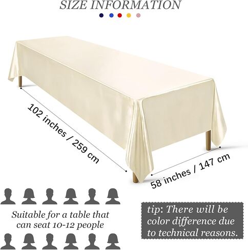 Ruisita Satin Party Tablecloth Table Cover 58 x 102 Inches Wedding Rectangle Bright Silk Cover Smooth Fabric Tablecloth Table Decor for Wedding Banquet Table Decoration, Champagne in Saudi Arabia