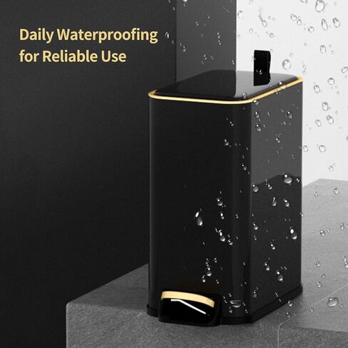 سلة مهملات الحمام المعدنية مع غطاء، سلة مهملات مكتبية رفيعة للمكتب القريب، سلة قمامة صغيرة لغرفة النوم بدون لمس 5 لتر/1.3 جالون مع دواسة قدم، أسود in Kuwait