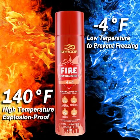 طفاية حريق مع دعامة - طفاية حريق 4 في 1 للمنزل، طفاية حريق محمولة للسيارة، طفاية حريق مائية من النوع A/B/C/K للقارب (620 مل) (عبوتان) in Kuwait