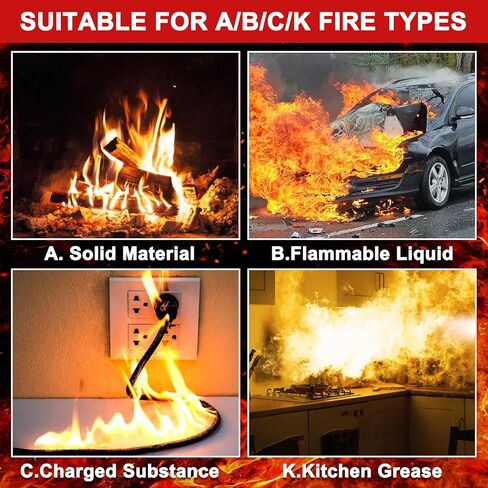 طفاية حريق مع دعامة - طفاية حريق 4 في 1 للمنزل، طفاية حريق محمولة للسيارة، طفاية حريق مائية من النوع A/B/C/K للقارب (620 مل) (عبوتان) in Kuwait