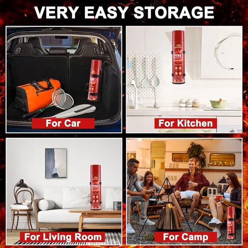 طفاية حريق مع دعامة - طفاية حريق 4 في 1 للمنزل، طفاية حريق محمولة للسيارة، طفاية حريق مائية من النوع A/B/C/K للقارب (620 مل) (عبوتان) in Kuwait