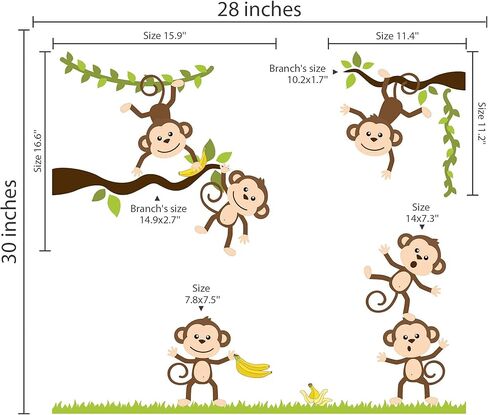 Monkey Business Wall Decal Jungle Fun 17 pcs - Rooms and Stickers in Kuwait