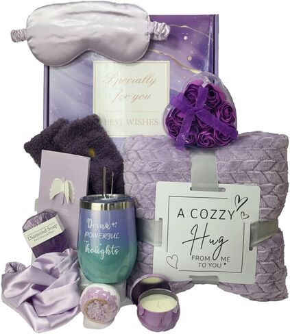 get well gifts for women: Unique spa gifts for women - Get Well Soon Gift Baskets for women with Care Package for Women, Perfect birthday gifts for women (Loving purple) in Saudi Arabia