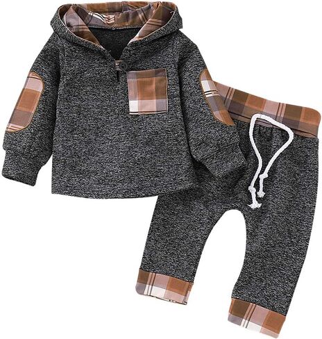 SANMIO Baby Boy Clothes Infant Hoodie Outfits Classic Plaid Sweatshirt +Pants 18 24M 3T Boys Outfit 0 6 12M Baby Sets in Saudi Arabia