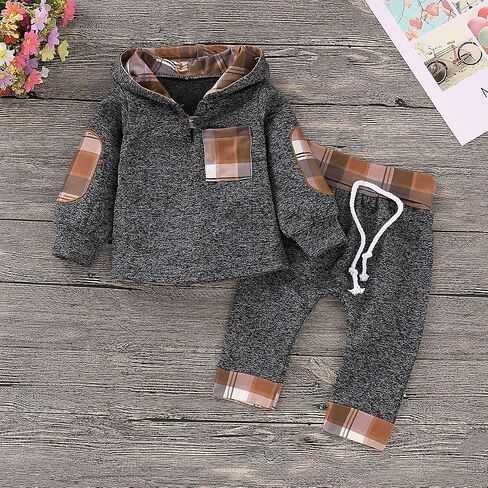 SANMIO Baby Boy Clothes Infant Hoodie Outfits Classic Plaid Sweatshirt +Pants 18 24M 3T Boys Outfit 0 6 12M Baby Sets in Saudi Arabia