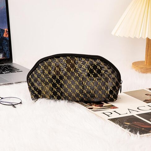 TRAKWAN 5 Pieces Zipper Mesh Cosmetic Bags Sets, Mesh Heart Makeup Bags Toiletry Bags, Portable Travel Makeup Bags for Women, Small Items Storage Organizer Bags for Travelling (Black), Black, Delicate in Saudi Arabia
