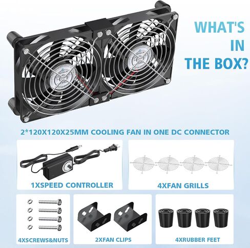 مروحة 120 مم، مروحة كمبيوتر DC 12V مع قابس تيار متردد، مروحة كعك متغيرة السرعة، وحدة تحكم في السرعة AC110V 120V 220V 240V، مروحة علبة كمبيوتر 120 × 25 مم لصندوق صغير، عادم، ثلاجة RV، خزانة، البيت الأخضر، Xbox in Saudi Arabia