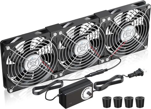 مروحة 120 مم، مروحة كمبيوتر DC 12V مع قابس تيار متردد، مروحة كعك متغيرة السرعة، وحدة تحكم في السرعة AC110V 120V 220V 240V، مروحة علبة كمبيوتر 120 × 25 مم لصندوق صغير، عادم، ثلاجة RV، خزانة، البيت الأخضر، Xbox in Saudi Arabia