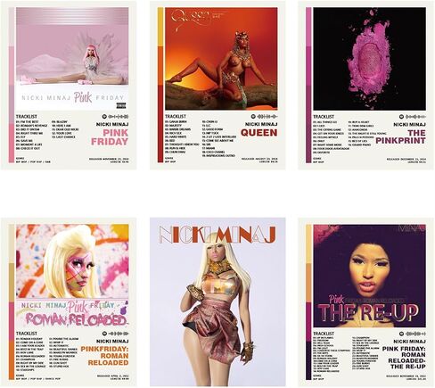ملصق VICTSUN Rapper Nicki غطاء ألبوم Minaj ملصقات Merch لغرفة ديكور فني جداري من القماش الجمالي مجموعة من 6 8 بوصة × 10 بوصة (20 × 25 سم) in Saudi Arabia