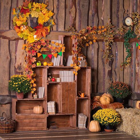 زينة إكليل الخريف 18 بوصة إكليل سقوط صناعي للباب الأمامي، ديكورات خريفية للمنزل، إكليل مزرعة الحصاد مع أوراق القيقب، القرع، التوت، أكاليل الخريف للمنزل، الجدار، الشرفة in Kuwait