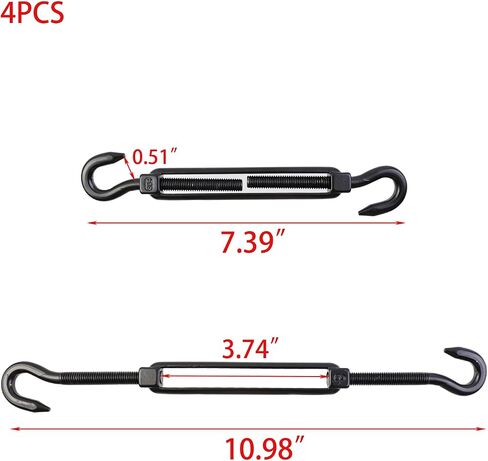 Woogim 4PCS Black Stainless Steel Turnbuckles Hook and Eye Turnbuckle Turnbuckle Wire Rope Tension M6 in Saudi Arabia