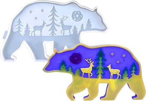 Playing Mold Resin Crafts Molds, Crafts Molds for Epoxy Resin, Forest Animal Bear Silicone Epoxy Molds for DIY Home Office Desktop Decoration Crafts in Kuwait