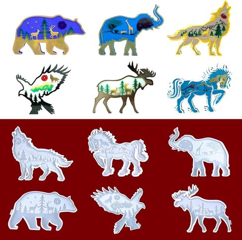 Playing Mold Resin Crafts Molds, Crafts Molds for Epoxy Resin, Forest Animal Bear Silicone Epoxy Molds for DIY Home Office Desktop Decoration Crafts in Kuwait