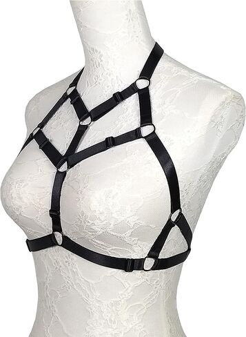 JELINDA Harness Cage Bra Elastic Womens Black Strappy Cupless Breast Bra Harness (Black-Y121) in Kuwait