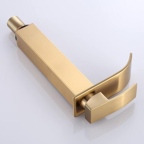 Waterfall Spout Bathroom Faucet, Deck Mount, Solid Brass, Brushed Gold, 1 Hole, Single Handle, Vessel Sink Faucet in Saudi Arabia