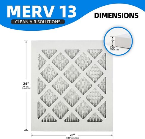 (2 Pack) 20x24x1 Furnace Air Filters, MPR 1900 & FPR 10, MERV 13 Pleated Air Filter (Actual Size: 19.38" x 23.38" x 0.75") in Saudi Arabia