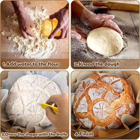 أداة تسجيل عجينة الخبز من XANGNIER، 2 حزمة من أدوات تسجيل العجين المخمر، أداة تقطيع عجينة الخبز، كتيب أنماط التسجيل، ملحقات لوازم أدوات الخبز وصنع الخبز in Kuwait