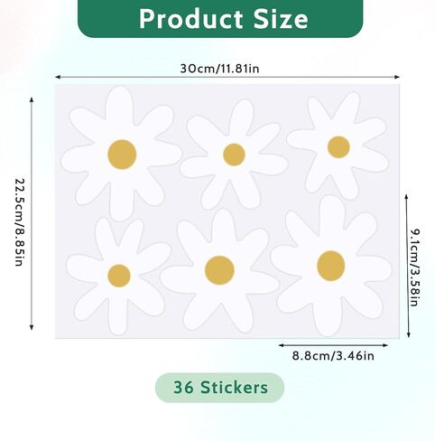 Daisy Flower Wall Stickers, 36 Pieces Daisy Wall Decor Boho Wall Decals Peel and Stick Wallpaper Floral White Daisy Wall Decal Retro Wall Stickers for Women Girls Living Room Bedroom Nursery Classroom in Saudi Arabia