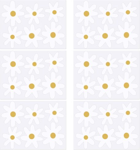 Daisy Flower Wall Stickers, 36 Pieces Daisy Wall Decor Boho Wall Decals Peel and Stick Wallpaper Floral White Daisy Wall Decal Retro Wall Stickers for Women Girls Living Room Bedroom Nursery Classroom in Saudi Arabia