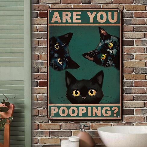 Cat Signs Bathroom Wall Decor Bathroom Signs Decor Funny, Black Cat Gifts Bathroom Accessories Are You Pooping Cat Sign, 8x12 Inches Cute Bathroom Decor in Kuwait