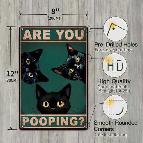 Cat Signs Bathroom Wall Decor Bathroom Signs Decor Funny, Black Cat Gifts Bathroom Accessories Are You Pooping Cat Sign, 8x12 Inches Cute Bathroom Decor in Kuwait