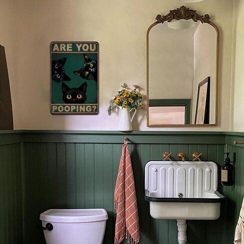 Cat Signs Bathroom Wall Decor Bathroom Signs Decor Funny, Black Cat Gifts Bathroom Accessories Are You Pooping Cat Sign, 8x12 Inches Cute Bathroom Decor in Kuwait