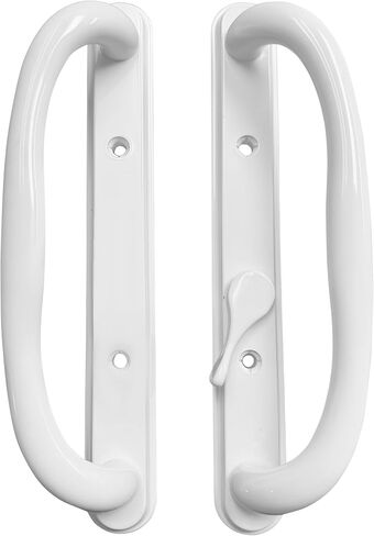10" Olympus Sliding Patio Glass Door Offset White Pull Handle Set Replacement - Non-Keyed Handle fits 3 ¹⁵/₁₆ inches Hole Spacing, and 1-1/4" to 2-1/4" Door Thickness - Fix and Repair Door Hardware in Saudi Arabia