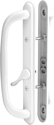 10" Olympus Sliding Patio Glass Door Offset White Pull Handle Set Replacement - Non-Keyed Handle fits 3 ¹⁵/₁₆ inches Hole Spacing, and 1-1/4" to 2-1/4" Door Thickness - Fix and Repair Door Hardware in Saudi Arabia