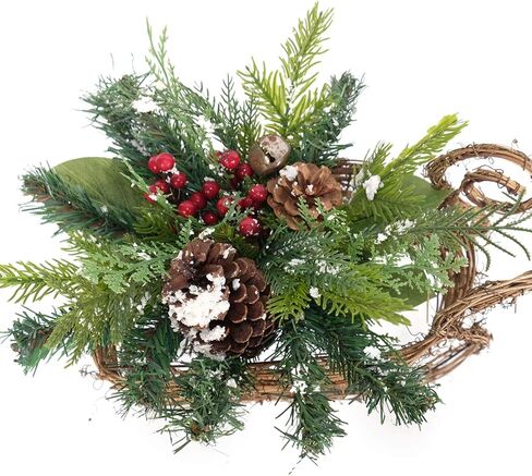 قطعة مركزية مثالية لعيد الميلاد مزلقة مختلطة من الصنوبر والتوت الأحمر العنب سانتا مزلقة عيد الميلاد لتزيين سطح الطاولة (كبير) in Kuwait