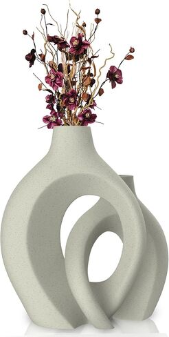 White Ceramic Vase Set - Lovers Decorative Vases - Premium Decor for Flowers, Pampas Grass, or by Itself. Cute Flower Vase for Mediterranean Decor, Living Room Decor, Bookshelf and Tabletop Decor in Saudi Arabia