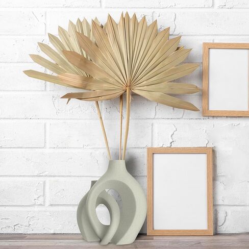 White Ceramic Vase Set - Lovers Decorative Vases - Premium Decor for Flowers, Pampas Grass, or by Itself. Cute Flower Vase for Mediterranean Decor, Living Room Decor, Bookshelf and Tabletop Decor in Saudi Arabia