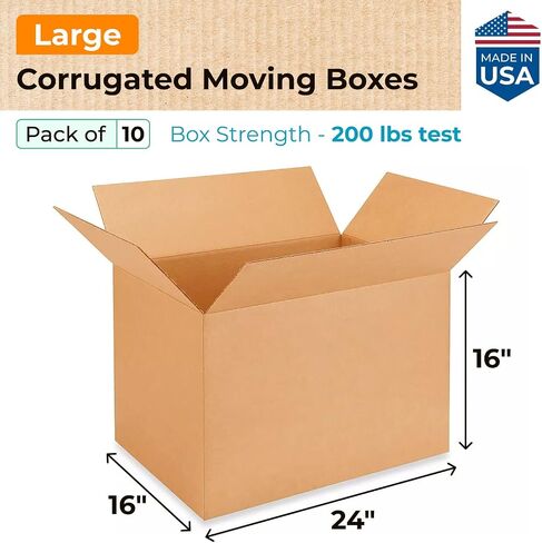 IDL Packaging Large Corrugated Moving Boxes 24"L x 16"W x 16"H (Pack of 5) - Excellent Choice of Sturdy Packing Boxes for USPS, UPS, FedEx Shipping - Easy-to-Recycle Cardboard Boxes for Packaging in Saudi Arabia