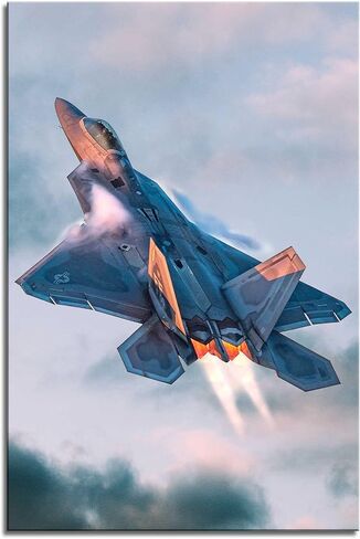 ملصق عسكري F-22 رابتور جيت فايتر جدار الفن طائرة طائرة طائرة رحلة طيران ملصقات مطبوعة على قماش اللوحة جدار الفن للرجال غرفة نوم غرفة المعيشة مكتب بدون إطار 12 × 18 بوصة (30 × 45 سم) in Kuwait
