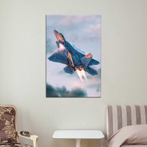 ملصق عسكري F-22 رابتور جيت فايتر جدار الفن طائرة طائرة طائرة رحلة طيران ملصقات مطبوعة على قماش اللوحة جدار الفن للرجال غرفة نوم غرفة المعيشة مكتب بدون إطار 12 × 18 بوصة (30 × 45 سم) in Kuwait