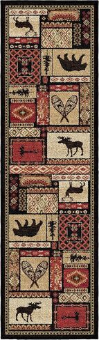 سجادة منطقة حمراء من Rustic Lodge Bear Moose Deer مقاس 5x8، 5'3"x7'7" 6913 in Kuwait