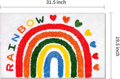 ESIGMARK Rainbow Bath Rug, Rainbow Bath Mat, Colorful Bathroom Rugs Non Slip Washable, for Bathroom Floor Kitchen Door Bedroom 19.5x31.5 inch in Saudi Arabia