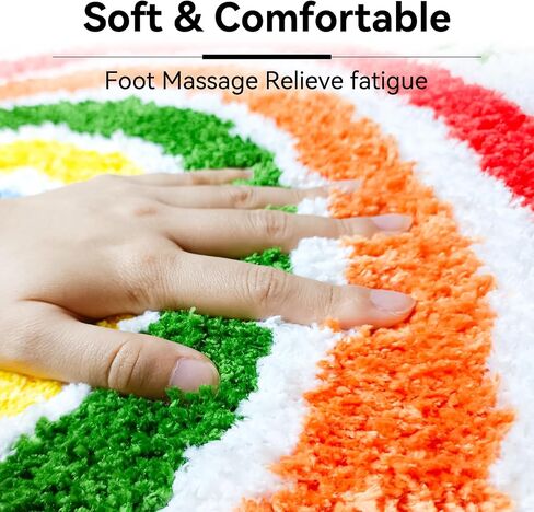 ESIGMARK Rainbow Bath Rug, Rainbow Bath Mat, Colorful Bathroom Rugs Non Slip Washable, for Bathroom Floor Kitchen Door Bedroom 19.5x31.5 inch in Saudi Arabia