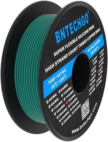 BNTECHGO بكرة سلك سيليكون مقاس 18 بطول 250 قدم، سلك أسود مرن 18 AWG سلك نحاسي معلب in Saudi Arabia