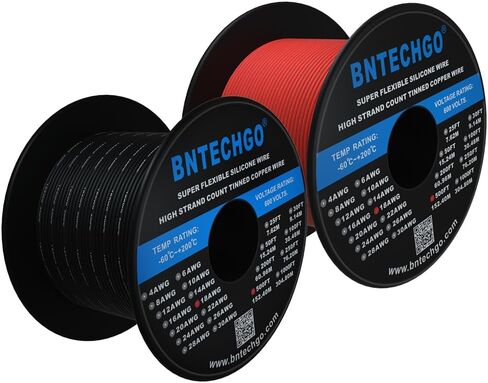 BNTECHGO بكرة سلك سيليكون مقاس 18 بطول 250 قدم، سلك أسود مرن 18 AWG سلك نحاسي معلب in Saudi Arabia