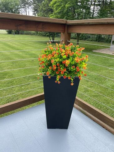Artificial Fall Flowers Outdoor, 12 Bundles Outside Fall Flowers Fake Greenery UV Resistant Faux Plants for Home Garden Porch Patio Fall Decoration, Thanksgiving (12, Orange) in Saudi Arabia